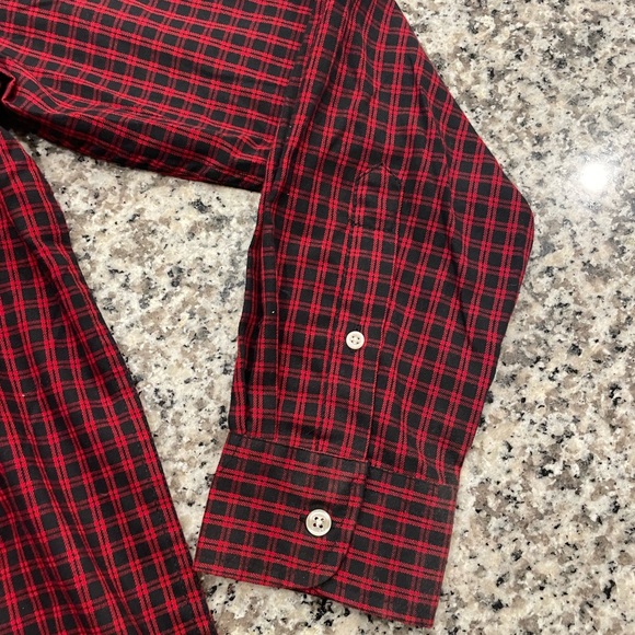 Chaps Men’s Long Sleeve Collared Button Down (Lead Table) Red/Black Size Medium - Picture 7 of 11